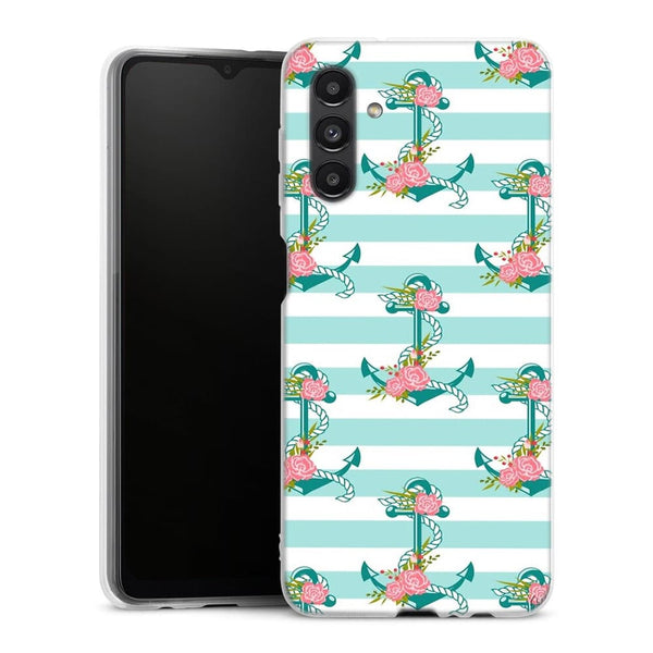 Coque Samsung Galaxy A04S ancres et fleurs